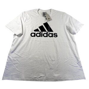 Adidas Mens White Logo Graphic T-Shirt 2XL Cotton Short Sleeve Crew Neck